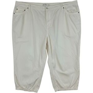 Avenue Plus Size Capri Pants Women 26 White Cropped Cotton Stretch Cruise Wear